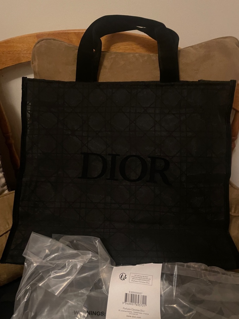 Dior Black Monogram Mesh Tote - Picture 3 of 17